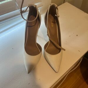 ALDO White Ankle Strap Pumps